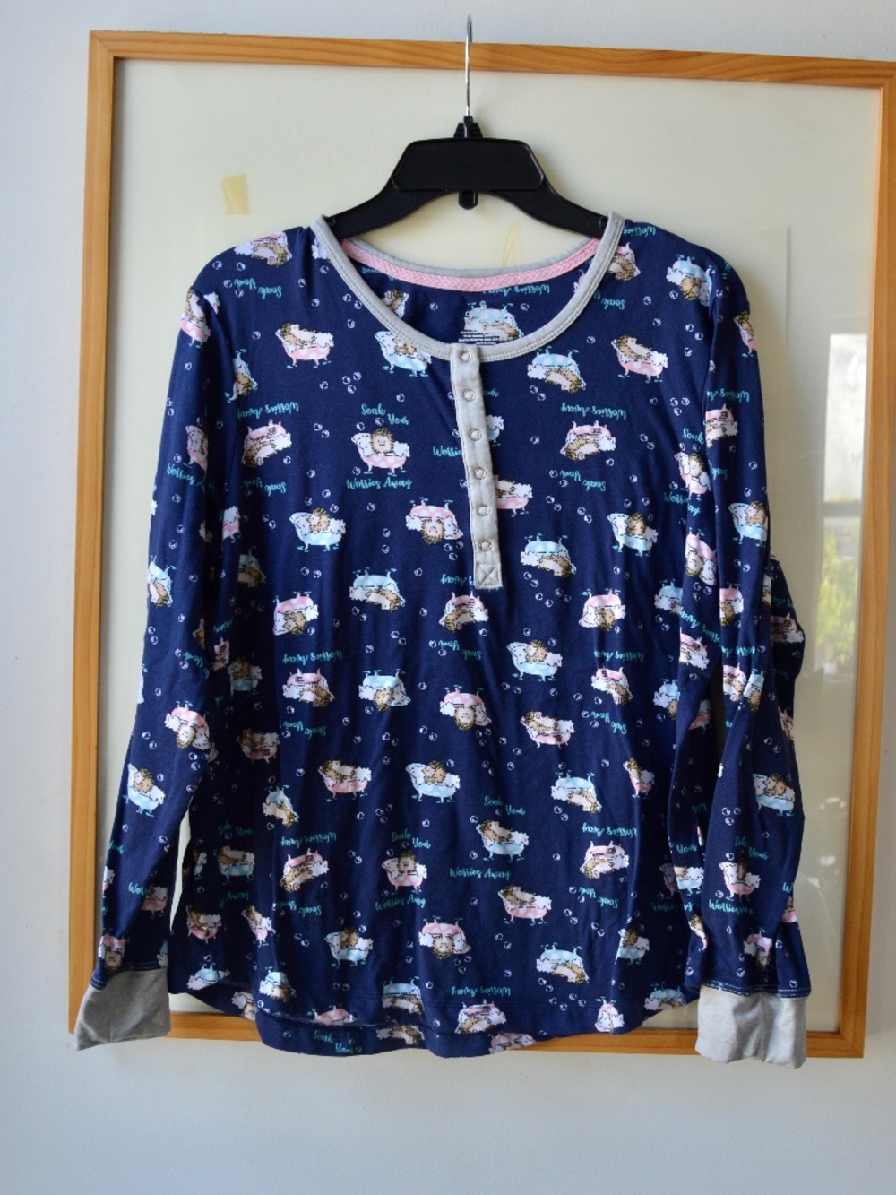 Full Set Shirt & Pants Cuddl Duds Hedgehog in the Bath Pajamas Size L